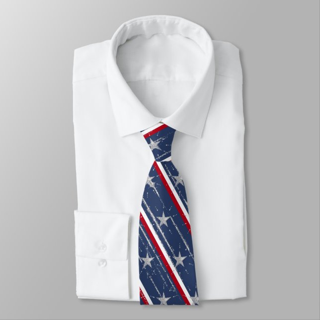 Corbata Elegante Marina Azul 4 de Julio Estrella Española (Atado)