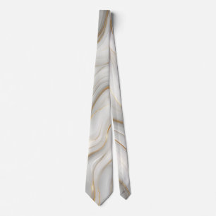 Corbata Elegante Mármol Torcido Gris y Dorado de Lujo