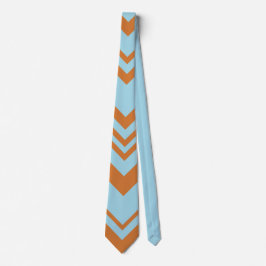 Corbata elegante marrón y azul con patrón de chevr