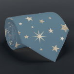 Corbata Elegante Moda Estrellas plateadas Monogramado Azul<br><div class="desc">Elegante y festivo patrón estrella para cualquier ocasión!</div>
