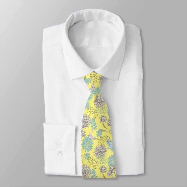 Corbata Elegante Moda Flor silvestre Cuello Amarillo (Atado)