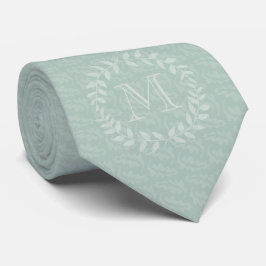 Corbata Elegante Monograma de la corona botánica verde Dus