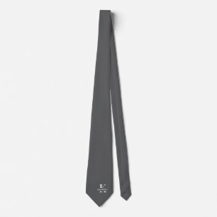Corbata Elegante Monograma Gris Blanco