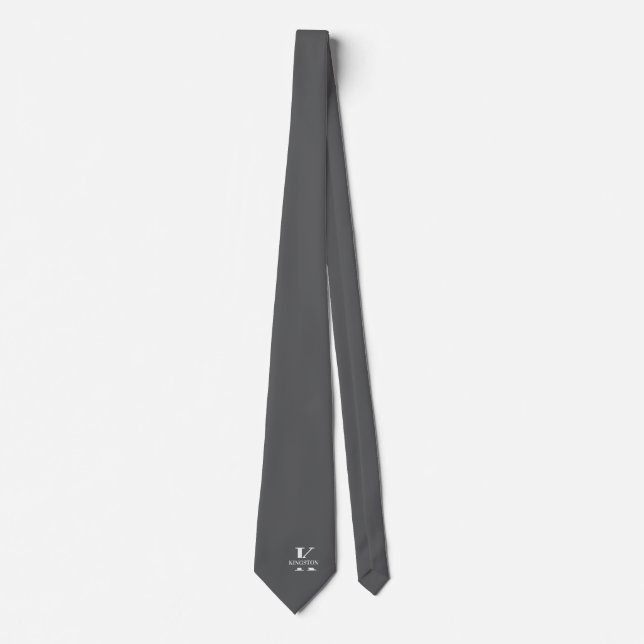 Corbata Elegante Monograma Gris | Blanco (Anverso)