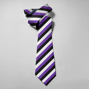 Corbata Elegante Morado Negro y Blanco Rayas para