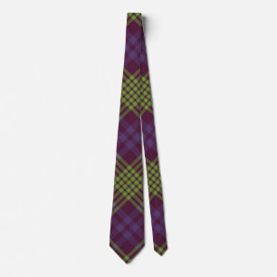 Corbata Elegante morado verde tartán azapado de cuello hom