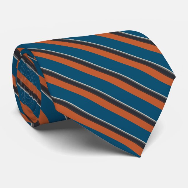 Corbata Elegante Naranja de la Marina Gris Plata Bandas Az (Enrollado)