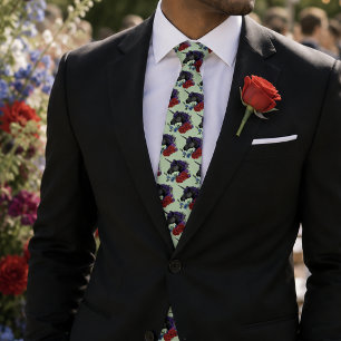 Corbata Elegante Novia Negra Unicornio Floral Fantasía Bod