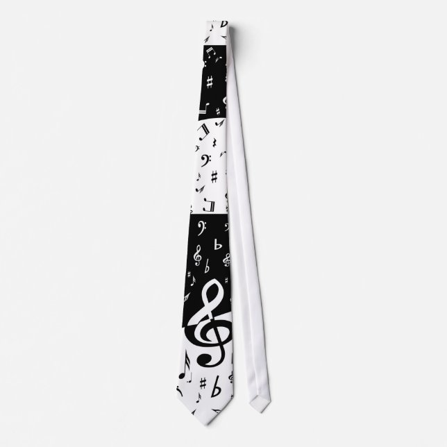Corbata Elegante Ola Tíblica Negro y Blanco (Anverso)