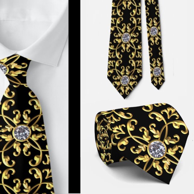 Corbata Elegante Oro negro formal y diamante (Subido por el creador)
