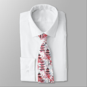Corbata Elegante Pagoda China Flor de Cerezo