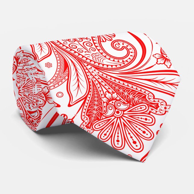 Corbata Elegante Paisley Rojo Sobre El Fondo Blanco Cambia (Enrollado)