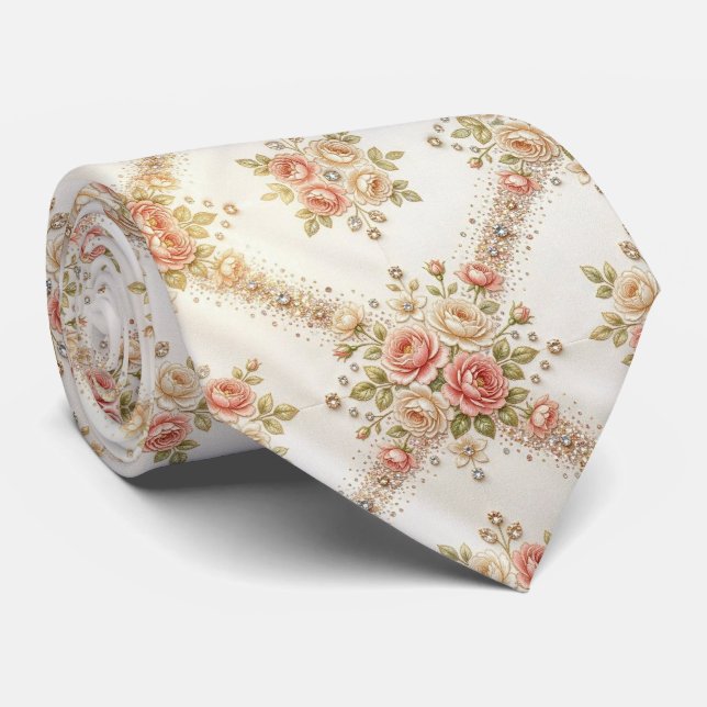 Corbata elegante para caballeros | Rosas inglesas  (Enrollado)