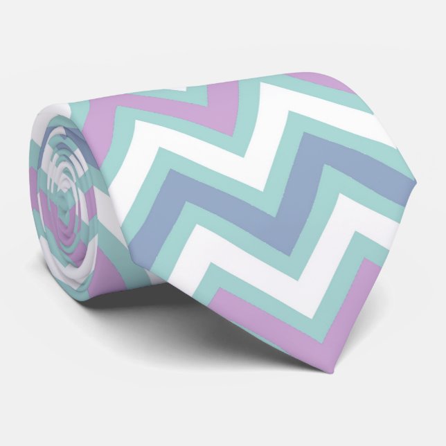 Corbata Elegante Pastel Tones Chevron (Enrollado)