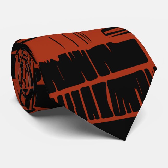 Corbata Elegante patrón abstracto negro y rojo (Enrollado)