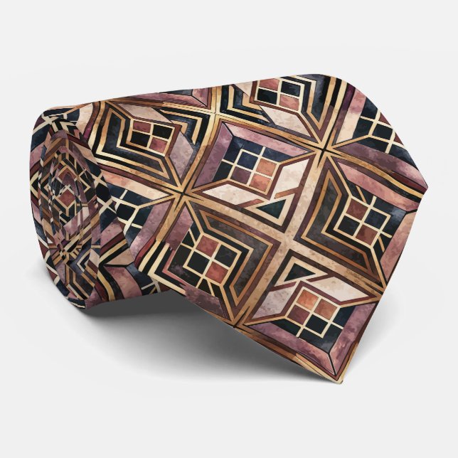 Corbata Elegante patrón Art Deco de azulejos (Enrollado)