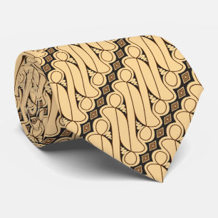 Corbata Elegante patrón batik parang rusak beige