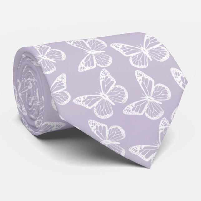 Corbata Elegante patrón Boho Groomsmen Mariposa Lavanda (Enrollado)