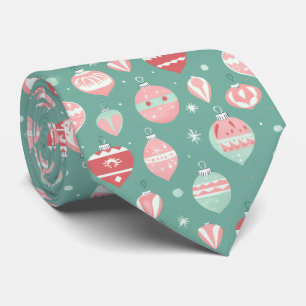 Corbata Elegante Patrón de Adornos Navideños Rosa Festivo