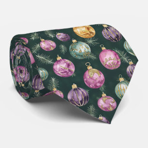 Corbata Elegante Patrón de Adornos Navideños Rosa Festivo