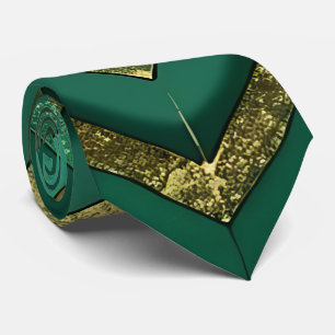 Corbata Elegante patrón de chevron en verde y oro