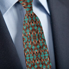 Corbata Elegante patrón de cobre y turquesa
