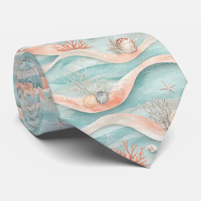 Corbata Elegante patrón de coral acuático del océano (Enrollado)