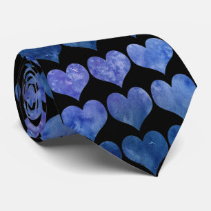 Corbata Elegante patrón de corazón azul marino