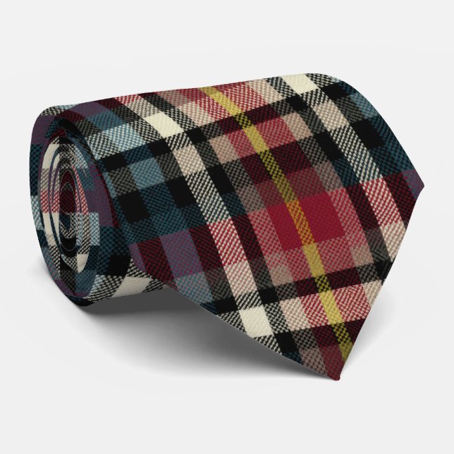 Corbata Elegante patrón de cuadros y gingham rojo y azul (Enrollado)