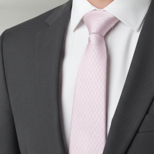 Corbata Elegante Patrón de Diamante Rosa Suave Plateado