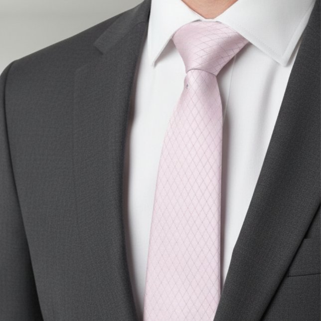 Corbata Elegante Patrón de Diamante Rosa Suave Plateado (Subido por el creador)