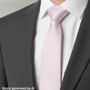 Corbata Elegante Patrón de Diamante Rosa Suave Plateado