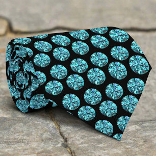 Corbata Elegante Patrón de Diamante Turquesa Brillante Gli