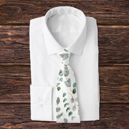 Corbata Elegante patrón de eucalipto verde