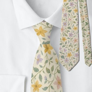 Corbata Elegante patrón de flor de estrella pastel