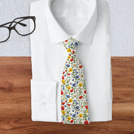 Corbata Elegante Patrón de Flor Silvestre Brillante