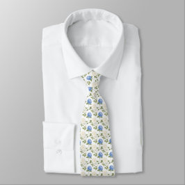 Corbata Elegante patrón de flores de hortensia azul
