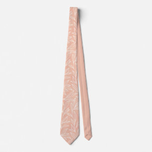 Corbata Elegante patrón de follaje rosa champán blanco 