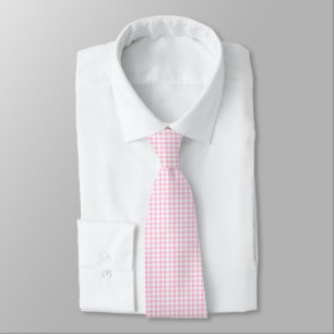 Corbata Elegante patrón de Gingham rosa y Blanco