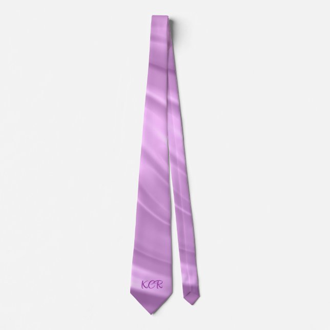 Corbata Elegante Patrón De Giro Púrpura Iniciales De Monog (Anverso)