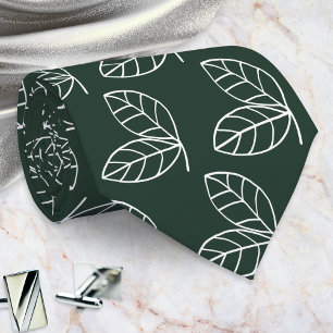 Corbata Elegante patrón de hoja verde oscuro