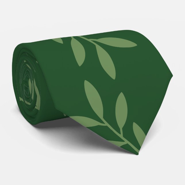 Corbata Elegante patrón de hojas botánicas verdes para hom (Enrollado)