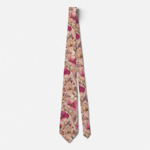 Corbata Elegante patrón de jardín floral rosa