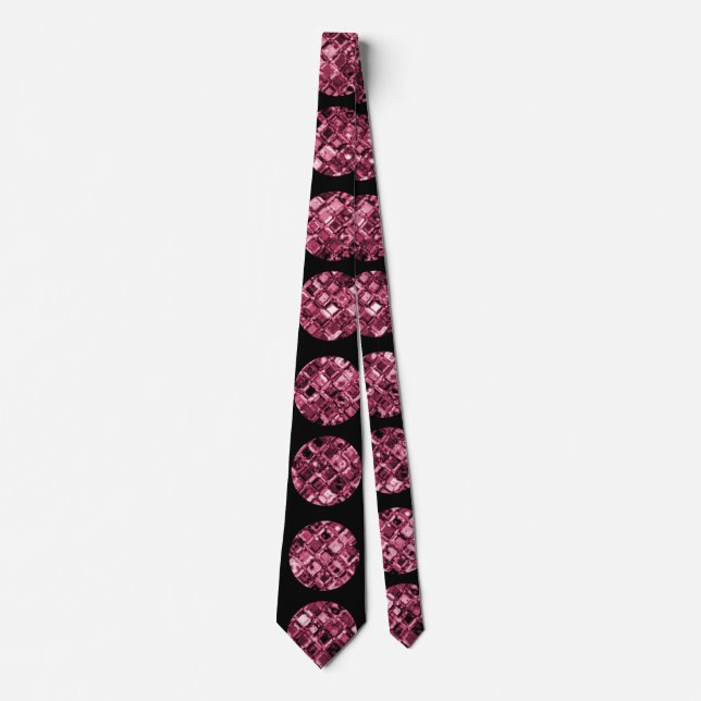 Corbata Elegante patrón de juego de diamantes rosado (Anverso)