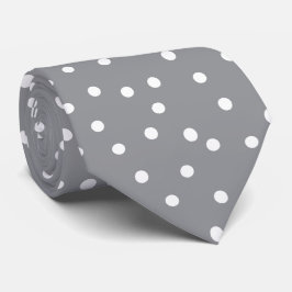Corbata Elegante patrón de lunares grises y blancos Regalo