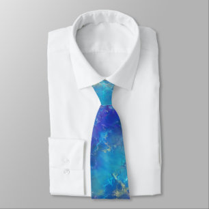 Corbata Elegante Patrón De Mármol Azul Y Oro