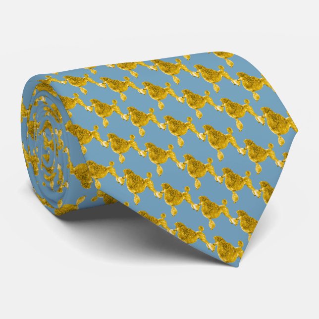 Corbata Elegante patrón de perro de cangrejo azul y oro (Enrollado)