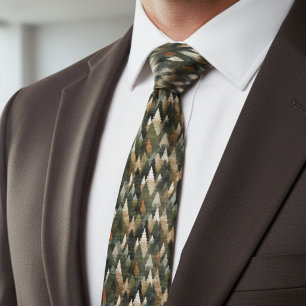 Corbata Elegante patrón de pino   Bosque rústico
