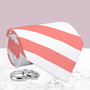 Corbata Elegante patrón de rayas blancas coral