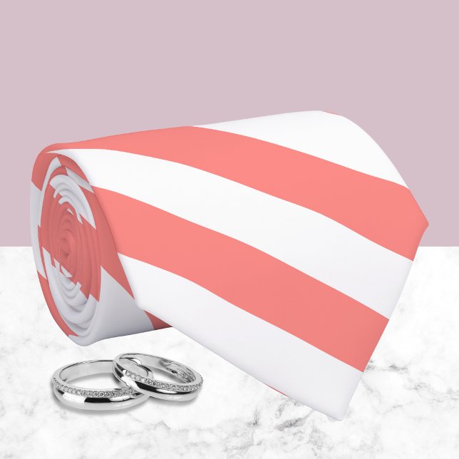 Corbata Elegante patrón de rayas blancas coral (Subido por el creador)